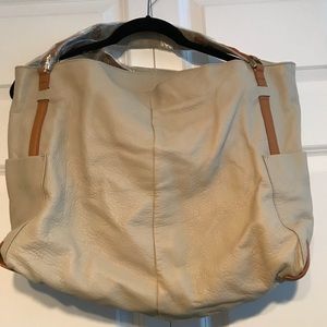 Authentic La Victoire large tan leather tote